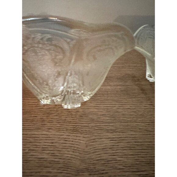 Vintage Hazel Atlas Clear Glass Candle Holders With Intricate Floral Design Set - Picture 4 of 7